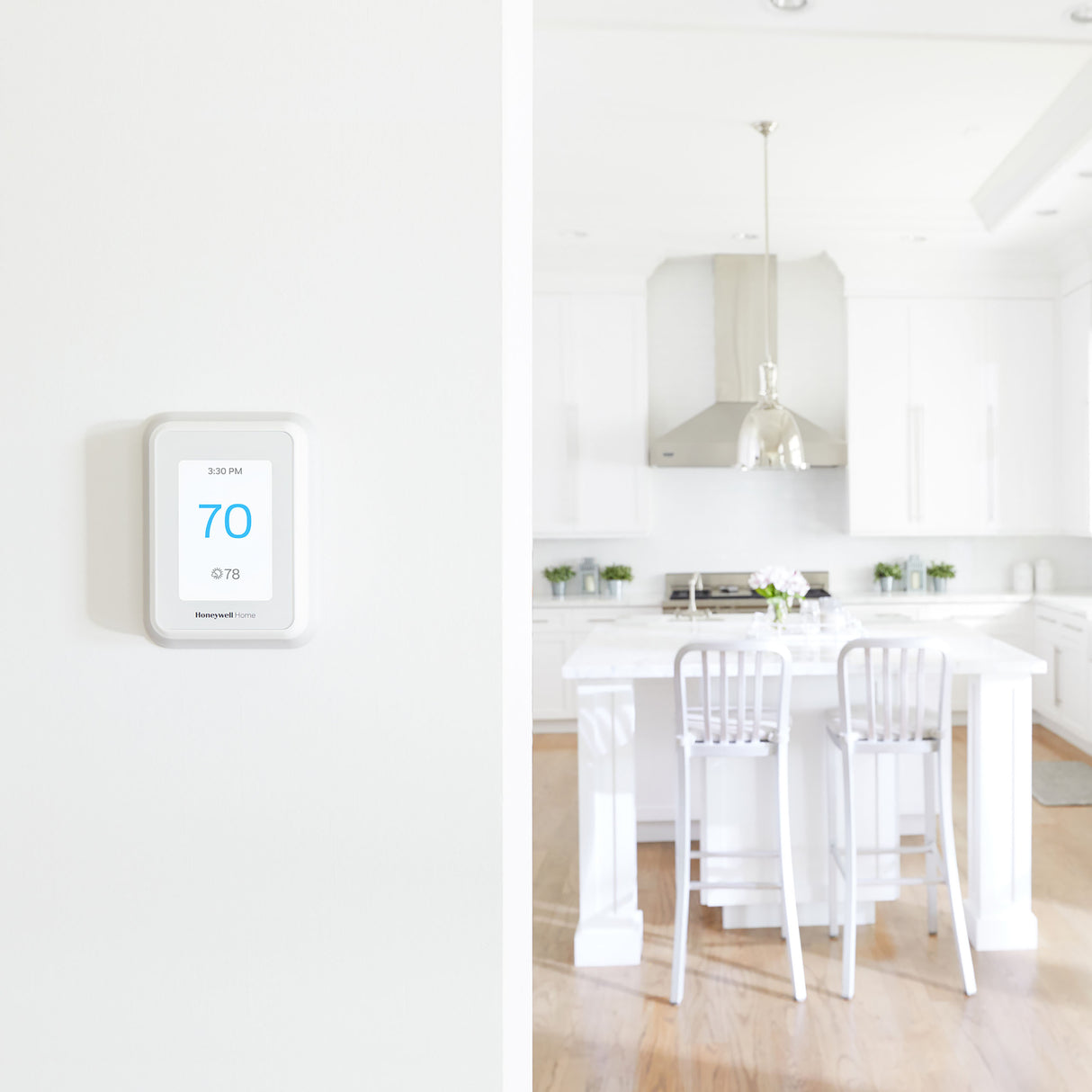 WiFi Smart Thermostat with Room Sensor in living room