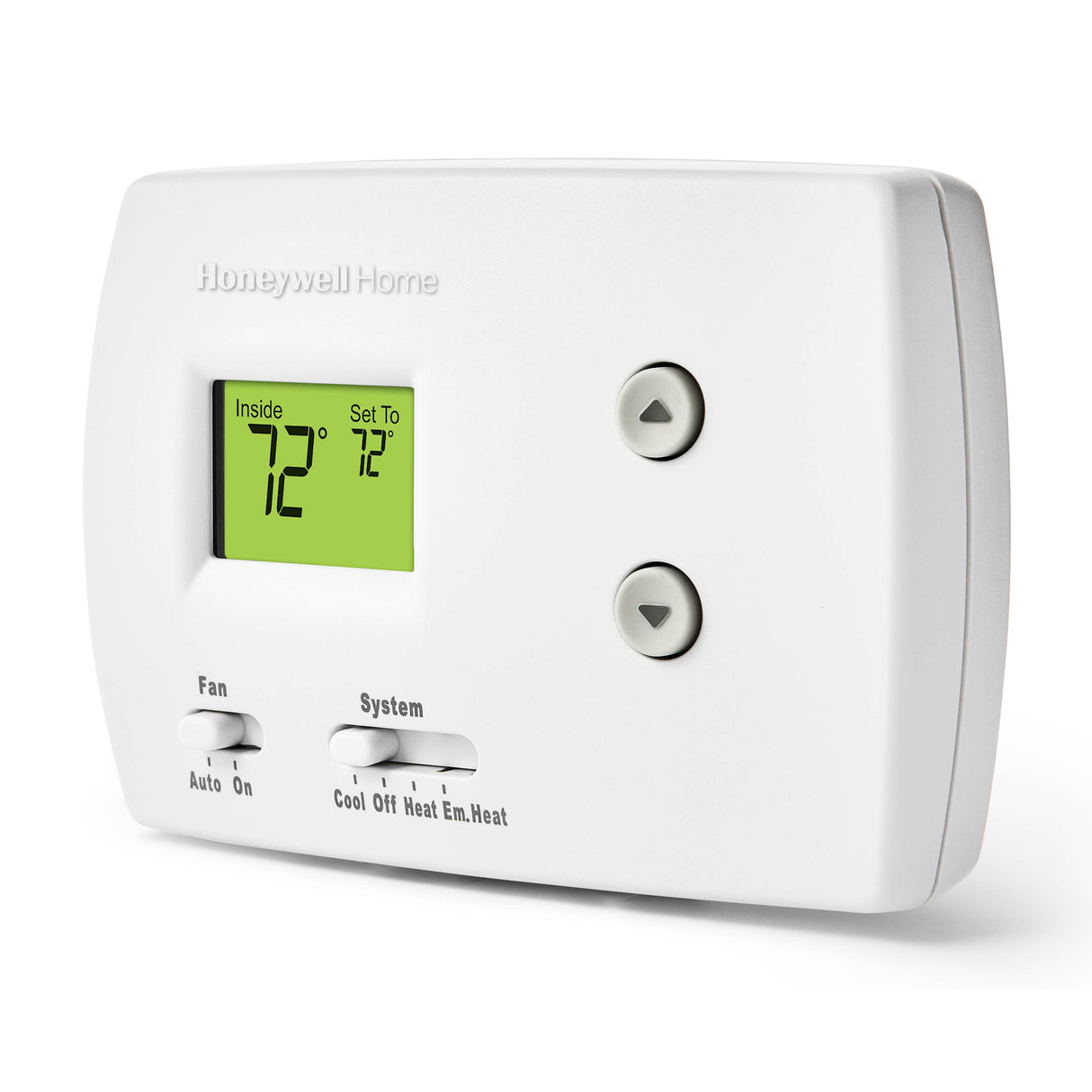 RTH3100C Digital Non-Programmable Thermostat - Heat Pump side view