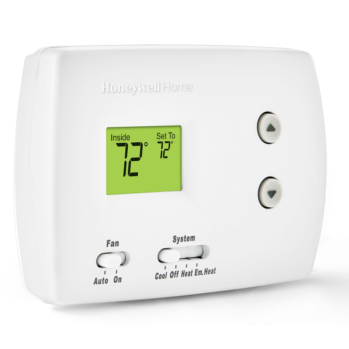 RTH3100C Digital Non-Programmable Thermostat - Heat Pump side view