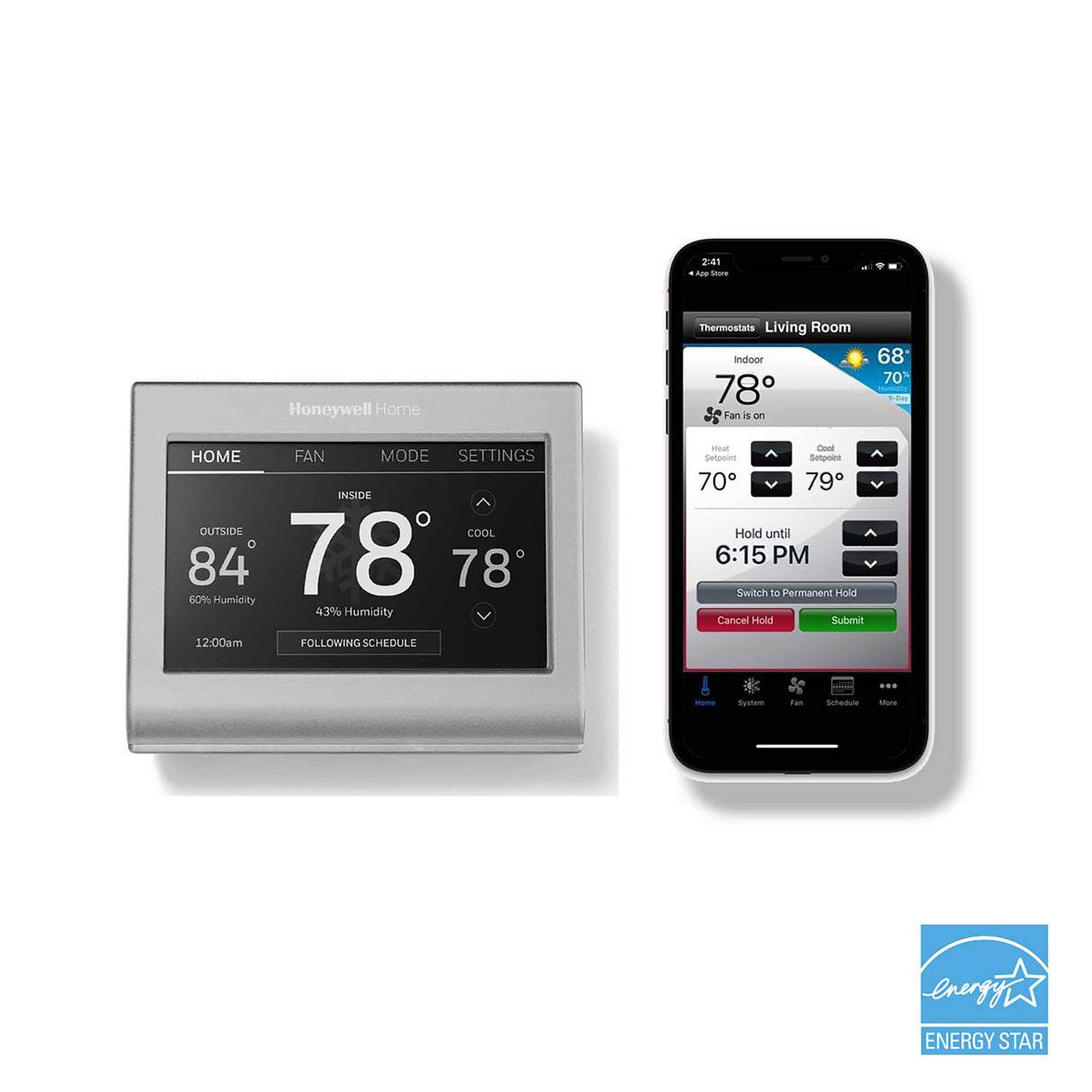WiFi Color Touchscreen Thermostat with Energy Star Logo