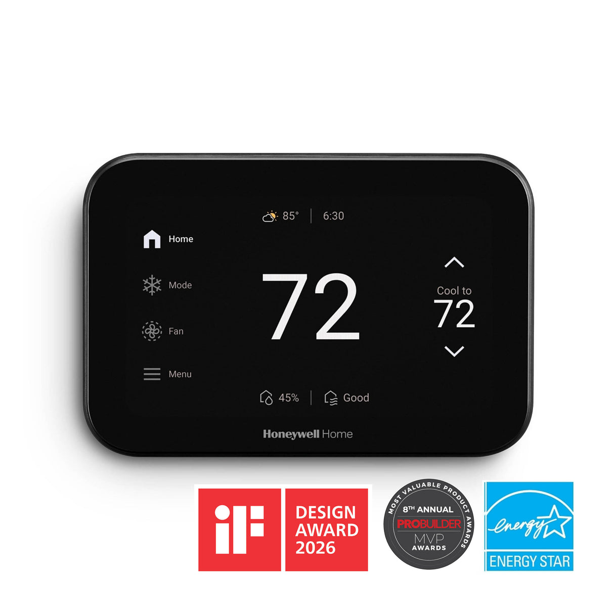 F Design Award, ProBuilder MVP Award, Honeywell Home ElitePRO Smart Thermostat, Black