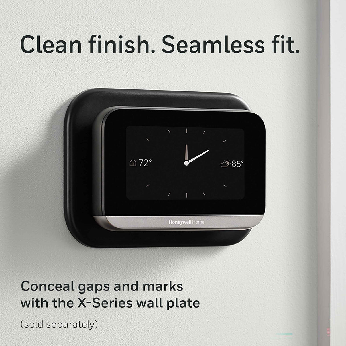 Black X7S Thermostat with black wall plate to cover old marks