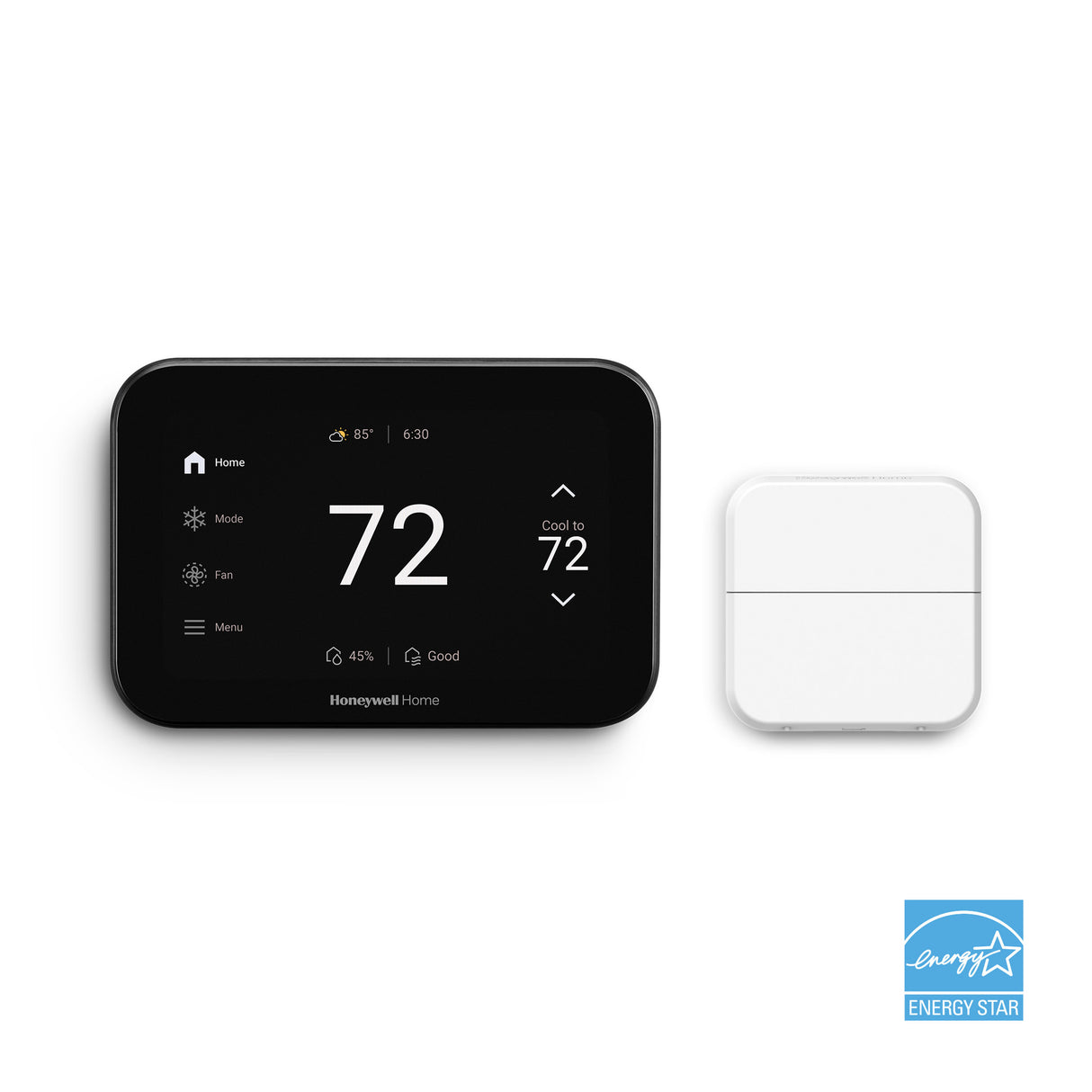 X8S Smart Thermostat Fahrenheit Display with Room Sensor in Black with Energy Star Logo