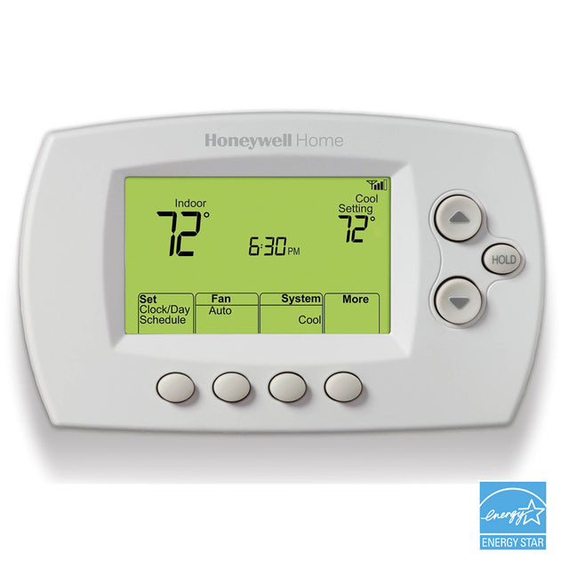ProdImg;RET97E5D;RTH6580WF1001-c5-6.jpg;Wi-Fi 7-Day  Programmable Thermostat with Energy Star logo