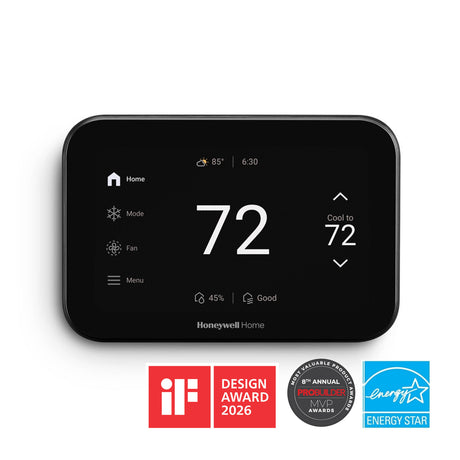 F Design Award, ProBuilder MVP Award, Honeywell Home ElitePRO Smart Thermostat, Black