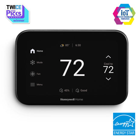 X8S Smart Thermostat Black with Awards IOT 2026 Twice Pick and Energy Star certification